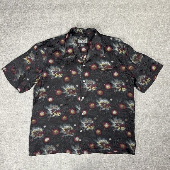 Vintage Dragonfly Shirt Y2K Men Large Rayon 2000 Planets Short Sleeve NASA Space - Picture 1 of 15